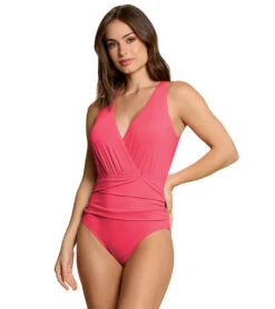 Jantzen Women's Jewel Solid Portrait Back One Piece Swimsuit -Swimwear Outlet 8645895520424 jolie