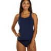 TYR Women's Square Neck Durafast Elite Tankini Top 2 TYR Women's Square Neck Durafast Elite Tankini Top -Swimwear Outlet 8646219301032 navy 1a