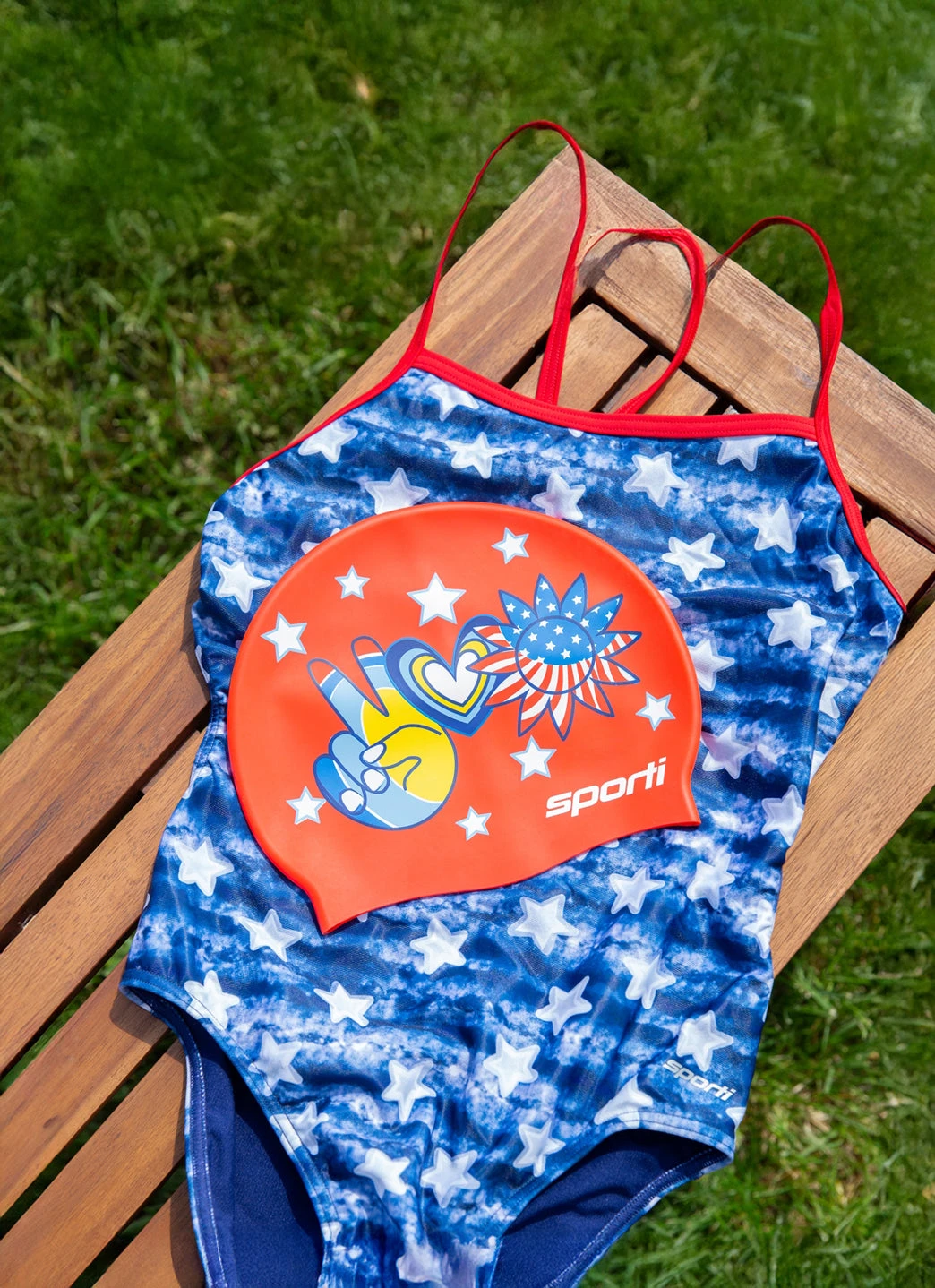 Sporti X Alex & Gretchen Walsh Peace Love & Swimming Silicone Swim Cap 5 Sporti X Alex & Gretchen Walsh Peace Love & Swimming Silicone Swim Cap - Image 3