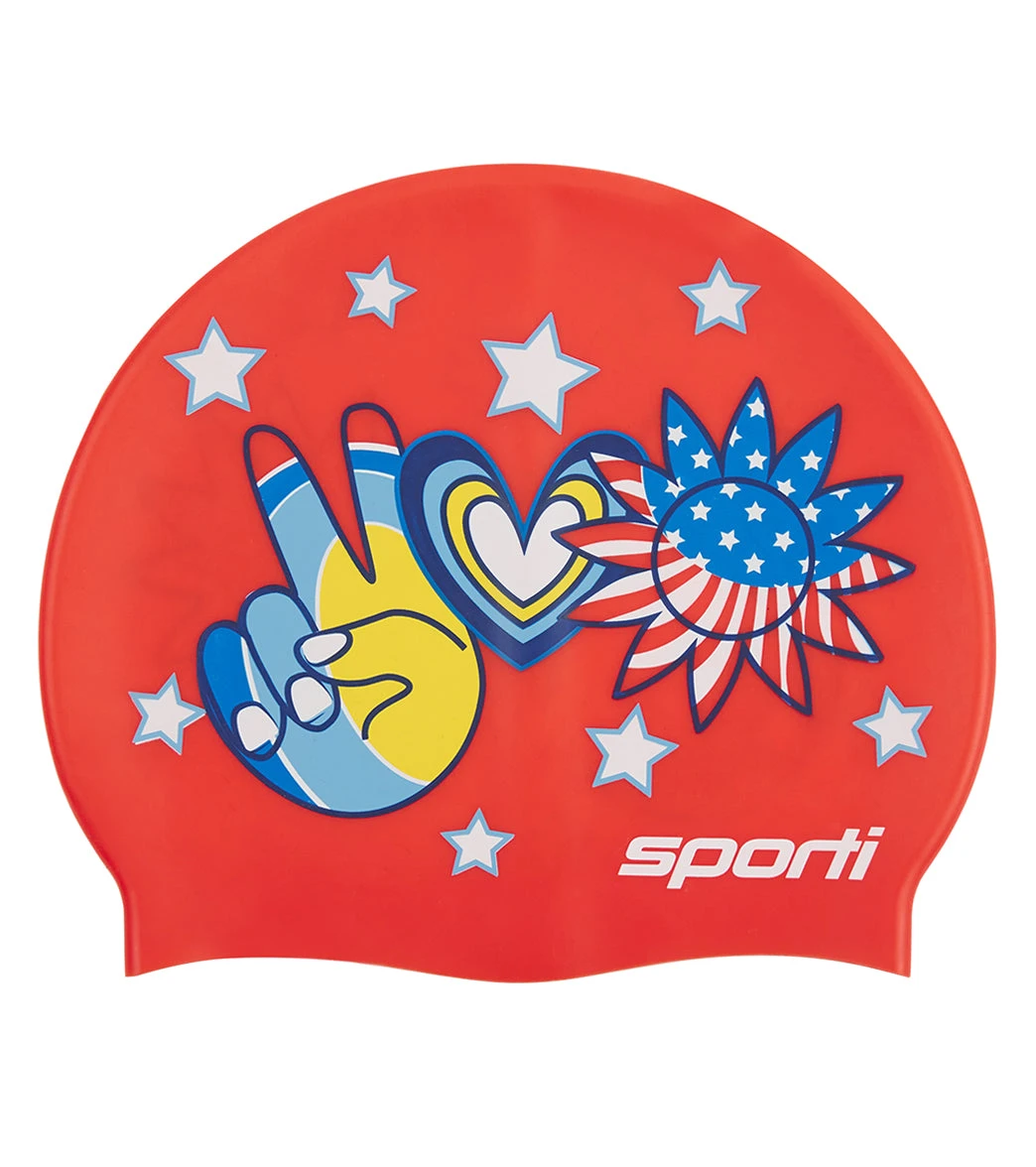 Sporti X Alex & Gretchen Walsh Peace Love & Swimming Silicone Swim Cap 6 Sporti X Alex & Gretchen Walsh Peace Love & Swimming Silicone Swim Cap - Image 4