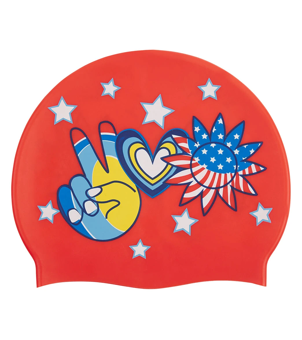 Sporti X Alex & Gretchen Walsh Peace Love & Swimming Silicone Swim Cap 7 Sporti X Alex & Gretchen Walsh Peace Love & Swimming Silicone Swim Cap - Image 5
