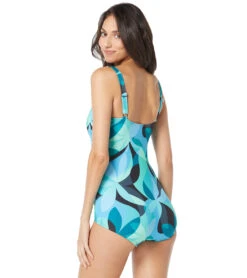 Gabar Women's Island Abstract V Neck Girl Leg One Piece Swimsuit -Swimwear Outlet 8646743556264 bluemulti 2a