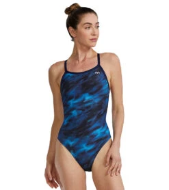 TYR Women's Soren Diamondfit Durafast Elite One Piece Swimsuit -Swimwear Outlet 8646872465576 blue 1a