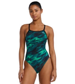 TYR Women's Soren Diamondfit Durafast Elite One Piece Swimsuit -Swimwear Outlet 8646872465576 green 1a