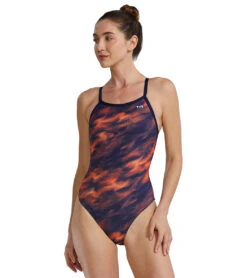 TYR Women's Soren Diamondfit Durafast Elite One Piece Swimsuit -Swimwear Outlet 8646872465576 orange