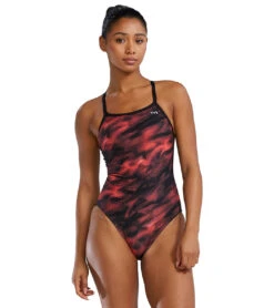 TYR Women's Soren Diamondfit Durafast Elite One Piece Swimsuit -Swimwear Outlet 8646872465576 red 1a