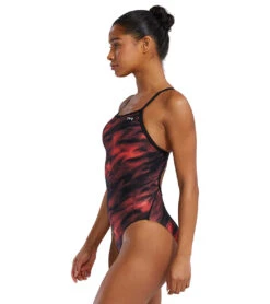 TYR Women's Soren Diamondfit Durafast Elite One Piece Swimsuit -Swimwear Outlet 8646872465576 red 4a