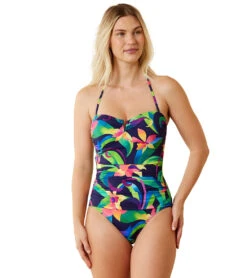Tommy Bahama Women's Tropical Blooms V Front Bandeau One Piece Swimsuit 12 Tommy Bahama Women's Tropical Blooms V Front Bandeau One Piece Swimsuit -Swimwear Outlet 8646996557992 marenavy 4a