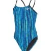 The Finals Girls' Zircon Swan Back One Piece Swimsuit -Swimwear Outlet 8647480967336 bluegreen 1a