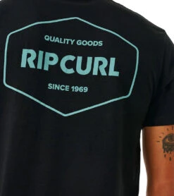 Rip Curl Men's Stapler Short Sleeve Tee -Swimwear Outlet 8647499645096 black 5a