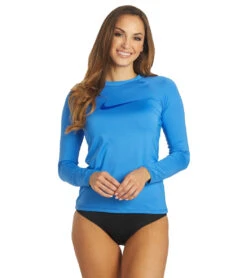 Nike Women's Solid Long Sleeve Hydro Rashguard 38 Nike Women's Solid Long Sleeve Hydro Rashguard -Swimwear Outlet 8647538245800 pacificblue