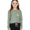 Volcom Girls' Pocket Dial Long Sleeve Tee (Big Kid) -Swimwear Outlet 8647641039016 lightarmy 1a