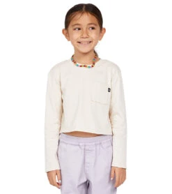 Volcom Girls' Pocket Dial Long Sleeve Tee (Big Kid) -Swimwear Outlet 8647641039016 sand 1a
