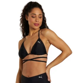Puma Women's Wrap Triangle Bikini Top -Swimwear Outlet 8647703953576 pumablack 4a