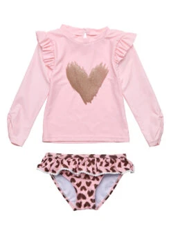 Snapper Rock Girls' Wild Love Long Sleeve Rash Guard Set (Baby, Toddler, Little Kid) 14 Snapper Rock Girls' Wild Love Long Sleeve Rash Guard Set (Baby, Toddler, Little Kid) -Swimwear Outlet 8647982612648 pink