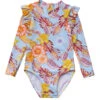 Snapper Rock Girls' Boho Tropical Frill Long Sleeve One Piece Swimsuit (Baby, Toddler, Little Kid) 1 Snapper Rock Girls' Boho Tropical Frill Long Sleeve One Piece Swimsuit (Baby, Toddler, Little Kid) -Swimwear Outlet 8648225816744 blue 1a