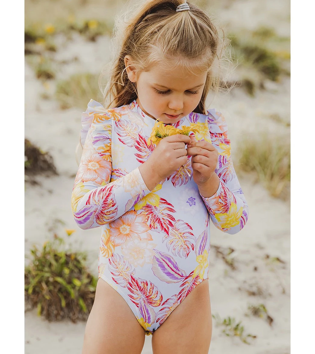 Snapper Rock Girls' Boho Tropical Frill Long Sleeve One Piece Swimsuit (Baby, Toddler, Little Kid) 7 Snapper Rock Girls' Boho Tropical Frill Long Sleeve One Piece Swimsuit (Baby, Toddler, Little Kid) - Image 5