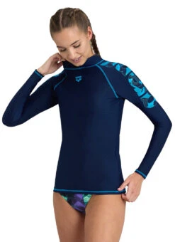 Arena Women's Graphic Long Sleeve Rashguard 36 Arena Women's Graphic Long Sleeve Rashguard -Swimwear Outlet 8648409645224 navyturquoise 1a