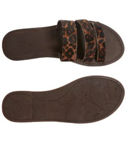 Roxy Women's Wyld Rose II Multi Strap Slide -Swimwear Outlet 8648523022504 dkchocolateleopard 4a