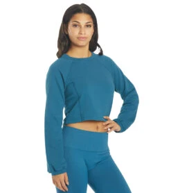 NUX Don't Stop Organic Crop Pullover -Swimwear Outlet 8648548778152 deepteal 2a