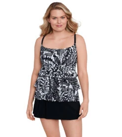 Longitude Women's Flutter Ruffle Faux Skirtini Long Torso One Piece Swimsuit 17 Longitude Women's Flutter Ruffle Faux Skirtini Long Torso One Piece Swimsuit -Swimwear Outlet 8648566243496 2t