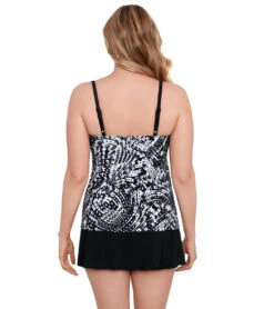 Longitude Women's Flutter Ruffle Faux Skirtini Long Torso One Piece Swimsuit 12 Longitude Women's Flutter Ruffle Faux Skirtini Long Torso One Piece Swimsuit -Swimwear Outlet 8648566243496 blackwhite 3a