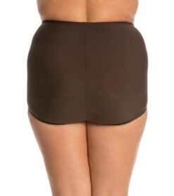 Topanga Plus Size Solid Conservative Brief Bikini Bottom -Swimwear Outlet 8648573878440 brown 3a