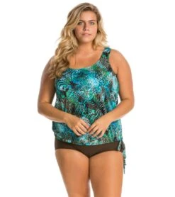 Topanga Plus Size Solid Conservative Brief Bikini Bottom -Swimwear Outlet 8648573878440 brown 4a