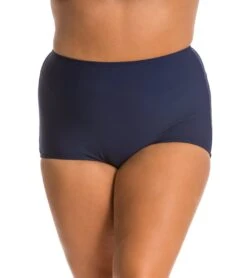 Topanga Plus Size Solid Conservative Brief Bikini Bottom -Swimwear Outlet 8648573878440 navy 1a
