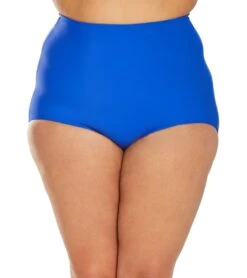 Topanga Plus Size Solid Conservative Brief Bikini Bottom -Swimwear Outlet 8648573878440 royal