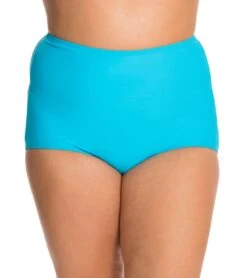 Topanga Plus Size Solid Conservative Brief Bikini Bottom -Swimwear Outlet 8648573878440 turquoise