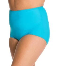 Topanga Plus Size Solid Conservative Brief Bikini Bottom -Swimwear Outlet 8648573878440 turquoise 2a