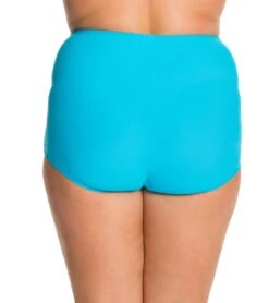 Topanga Plus Size Solid Conservative Brief Bikini Bottom -Swimwear Outlet 8648573878440 turquoise 3a