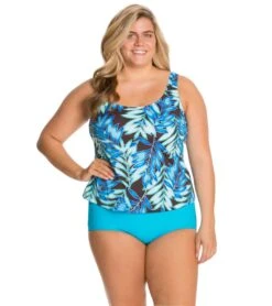 Topanga Plus Size Solid Conservative Brief Bikini Bottom -Swimwear Outlet 8648573878440 turquoise 4a
