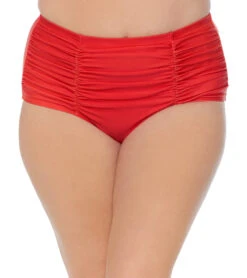 Raisins Women's Plus Size Indio Solids Costa High Waisted Bikini Bottom 27 Raisins Women's Plus Size Indio Solids Costa High Waisted Bikini Bottom -Swimwear Outlet 8648580792488 red