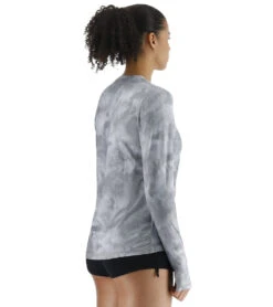 TYR Women's Turbulent SunDefense Vented Long Sleeve UPF 50+ Swim Shirt -Swimwear Outlet 8648793882792 dustyturquoise 4a