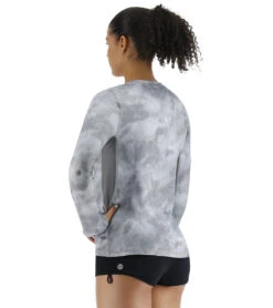 TYR Women's Turbulent SunDefense Vented Long Sleeve UPF 50+ Swim Shirt -Swimwear Outlet 8648793882792 dustyturquoise 6a