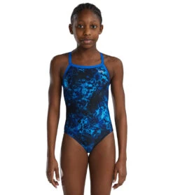 TYR Girls' Diploria Diamondfit One Piece Swimsuit 27 TYR Girls' Diploria Diamondfit One Piece Swimsuit -Swimwear Outlet 8648888451240 blue