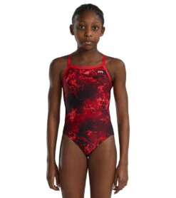 TYR Girls' Diploria Diamondfit One Piece Swimsuit 39 TYR Girls' Diploria Diamondfit One Piece Swimsuit -Swimwear Outlet 8648888451240 red