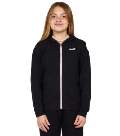 Volcom Girls' Lil Zip Fleece Hoodie (Big Kid) 40 Volcom Girls' Lil Zip Fleece Hoodie (Big Kid) -Swimwear Outlet 8648928821416 black 1a