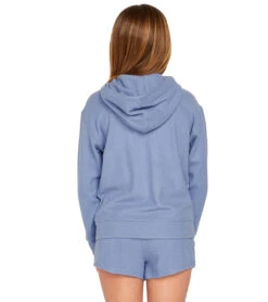 Volcom Girls' Lil Zip Fleece Hoodie (Big Kid) 28 Volcom Girls' Lil Zip Fleece Hoodie (Big Kid) -Swimwear Outlet 8648928821416 washedblue 2a