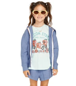Volcom Girls' Lil Zip Fleece Hoodie (Big Kid) 32 Volcom Girls' Lil Zip Fleece Hoodie (Big Kid) -Swimwear Outlet 8648928821416 washedblue 6a