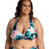 La Blanca Women's Plus Nightfall Blooms Banded Halter Bikini Top