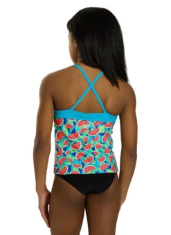TYR Girls' Tutti Frutti Claire Tankini Top (Little Kid, Big Kid) 12 TYR Girls' Tutti Frutti Claire Tankini Top (Little Kid, Big Kid) -Swimwear Outlet 8648947138728 turquoise 3a
