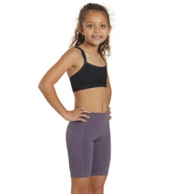 Everyday Yoga Girl Uphold Solid High Waisted Biker Shorts With Pocket -Swimwear Outlet 8648948580520 purpletaupe 2a