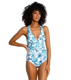 La Blanca Women's Santorini Sun Cross Back One Piece Swimsuit -Swimwear Outlet 8649140535464 emerald 2a