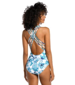 La Blanca Women's Santorini Sun Cross Back One Piece Swimsuit -Swimwear Outlet 8649140535464 emerald 3a