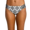 La Blanca Women's Oasis Tile Side Shirred Hipster Bikini Bottom -Swimwear Outlet 8649212952744 blackwhite 1a