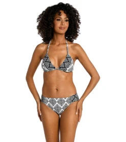 La Blanca Women's Oasis Tile Side Shirred Hipster Bikini Bottom 10 La Blanca Women's Oasis Tile Side Shirred Hipster Bikini Bottom -Swimwear Outlet 8649212952744 blackwhite 3a