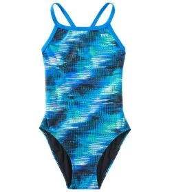 TYR Girls' Surge Diamondfit One Piece Swimsuit 26 TYR Girls' Surge Diamondfit One Piece Swimsuit -Swimwear Outlet 8649263317160 bluegreen 1a